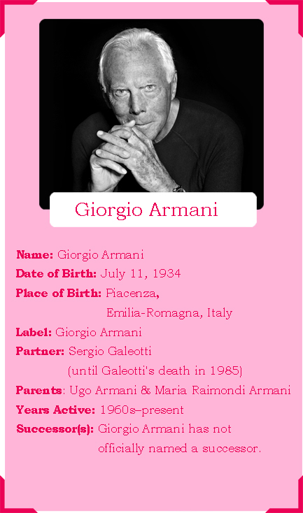 Giorgio Armani Designer Profile