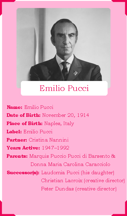 Emilio Pucci Designer Infographic