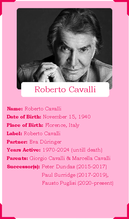 Roberto Cavalli Designer Infographic