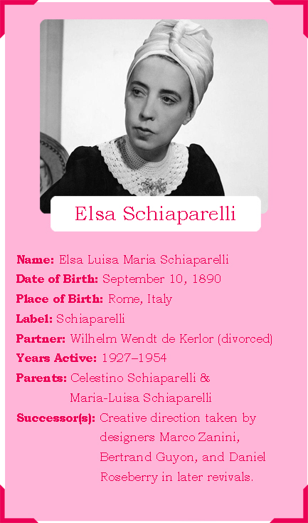 Elsa Schiaparelli Designer Infographic